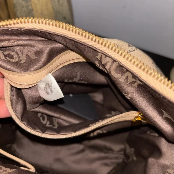 MCM Beige and black Logo Shoulder Bag - Picture 13 of 13